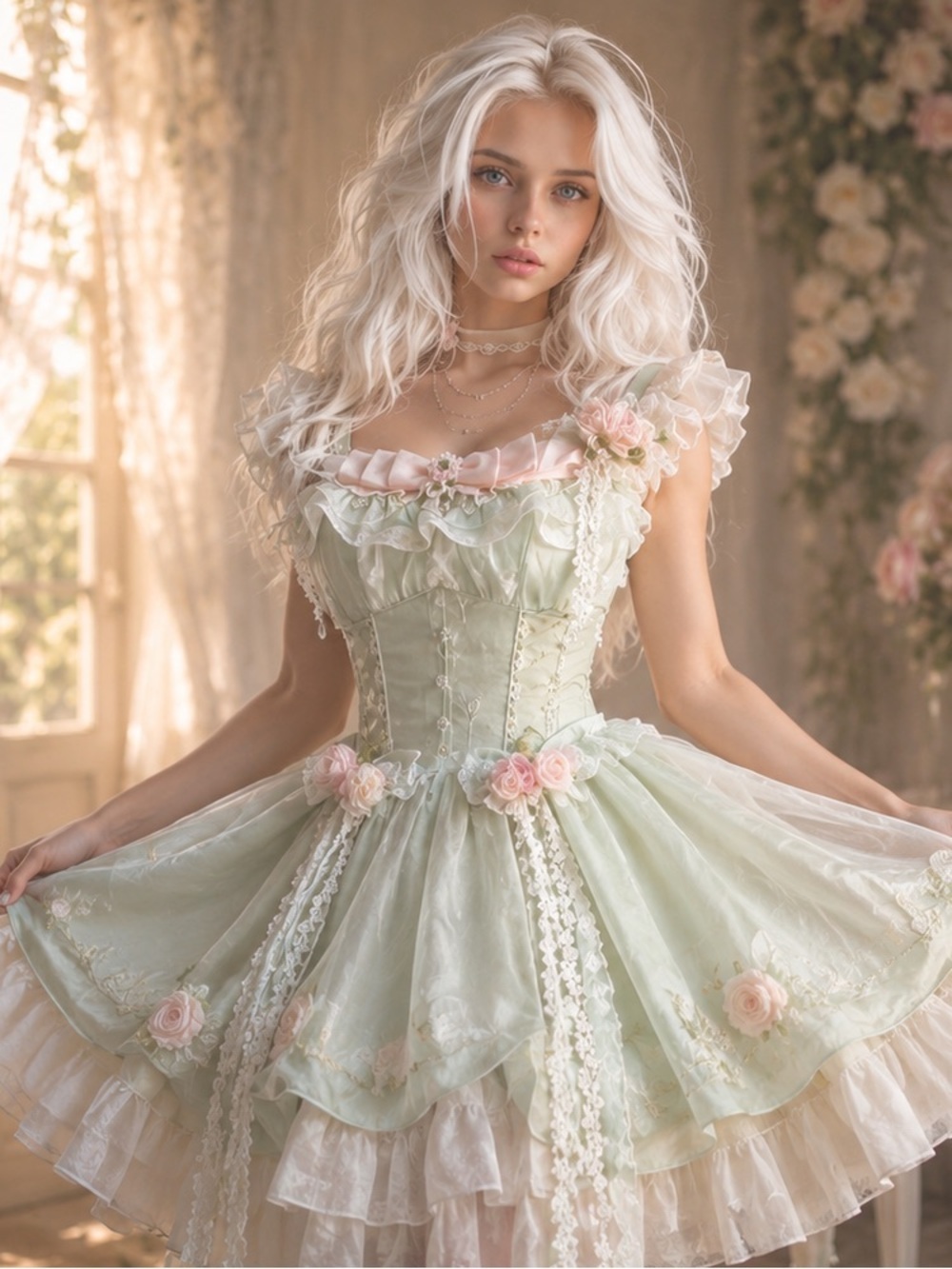 Sweet Lolita Fairycore Princess Dress Mint Green XL